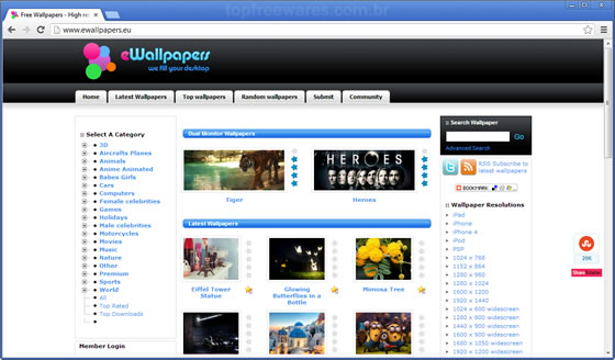 EWallpaper Site para baixar papéis de parede - EWallpaper