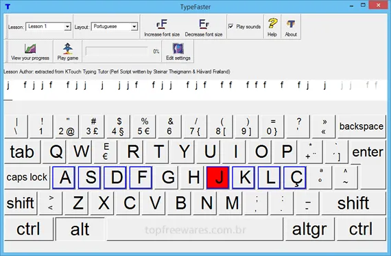 TypeFaster Programa de digitação gratuito - TypeFaster