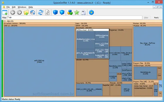 SpaceSniffer Programa para analisar o espaço em disco - SpaceSniffer