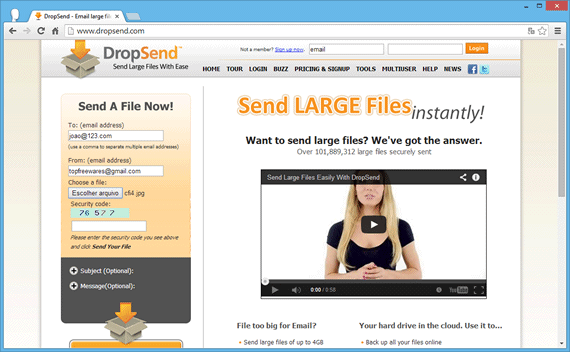 DropSend Enviar arquivo grande por email - DropSend