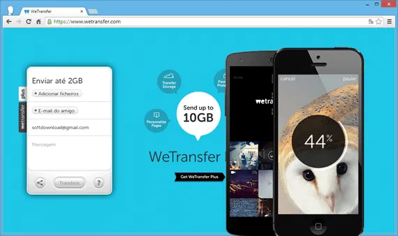WeTransfer Enviar arquivos grandes por email - WeTransfer