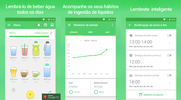 Quickapps Android Consumo Top 5 aplicativos para você lembrar de beber água