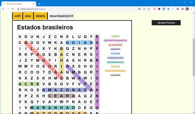 Caça Palavra Criar